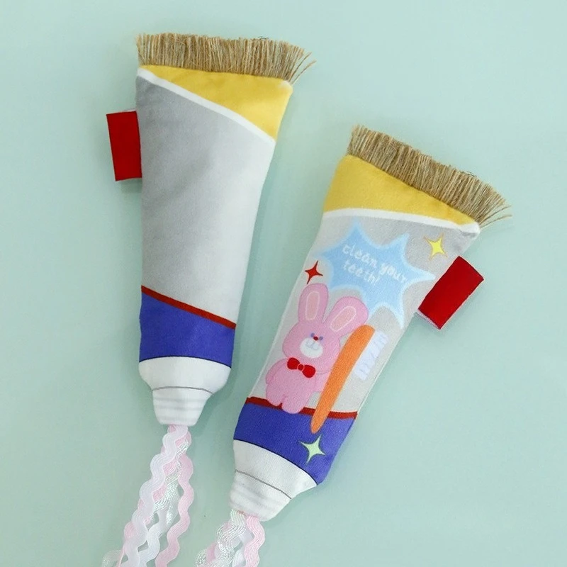 Cat Chew Toy Plush Catnip Bite-resistant Teeth Cleaning Kitten Toy Simulation Fluffy Toothpaste Cat Toy Supplies