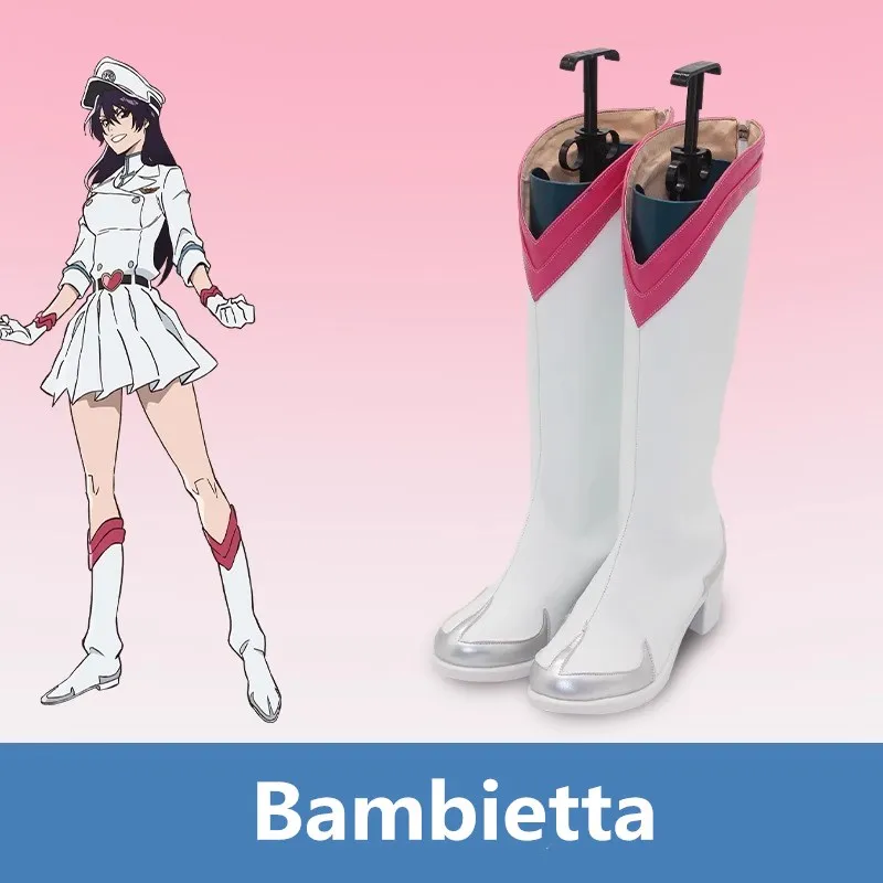 JP アニメ ブリーチ 千年血戦篇 バンビエッタ バスタービン コスプレ衣装 靴 ピンク ホワイト 手作り フェイクレザーブーツ