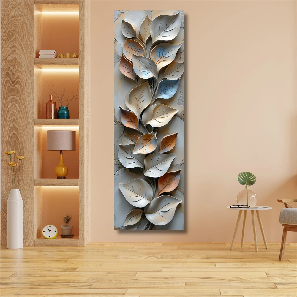 Long Narrow Canvas Painting Wall Art Vertical Nature Print Tall Modern Sun Tree Mountain Wall Decor Hallway Entryway Print