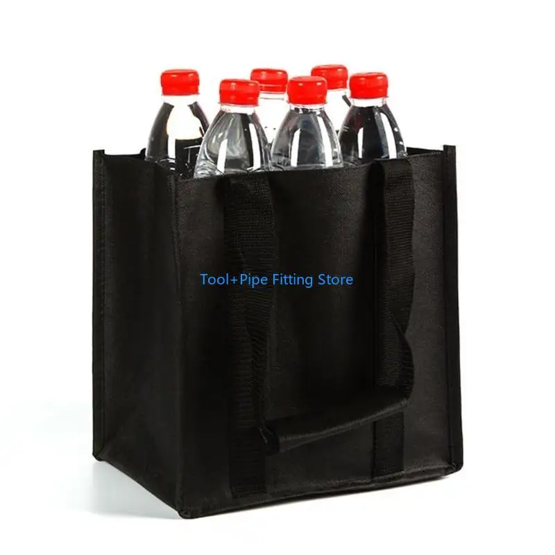 F92B Efficient 6 Bottle Wine Hand Bag User Friendly Nonwoven Fabric with Secure Compartments for Parties Travel