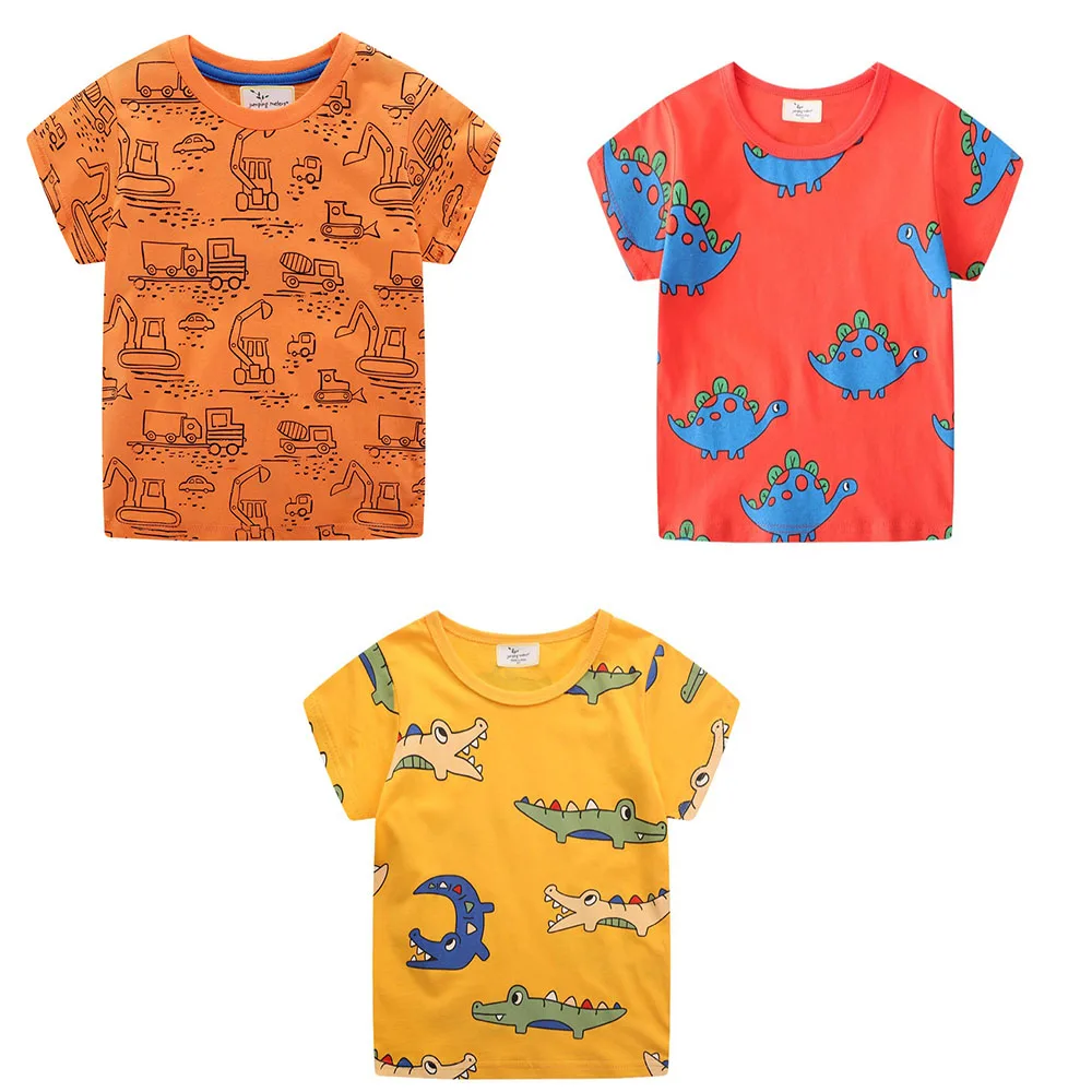 Jumping Meters 2-7T New Arrival Boys T Shirts For Dinosaurs Summer Toddler Kids Tees Baby Tops Clothes