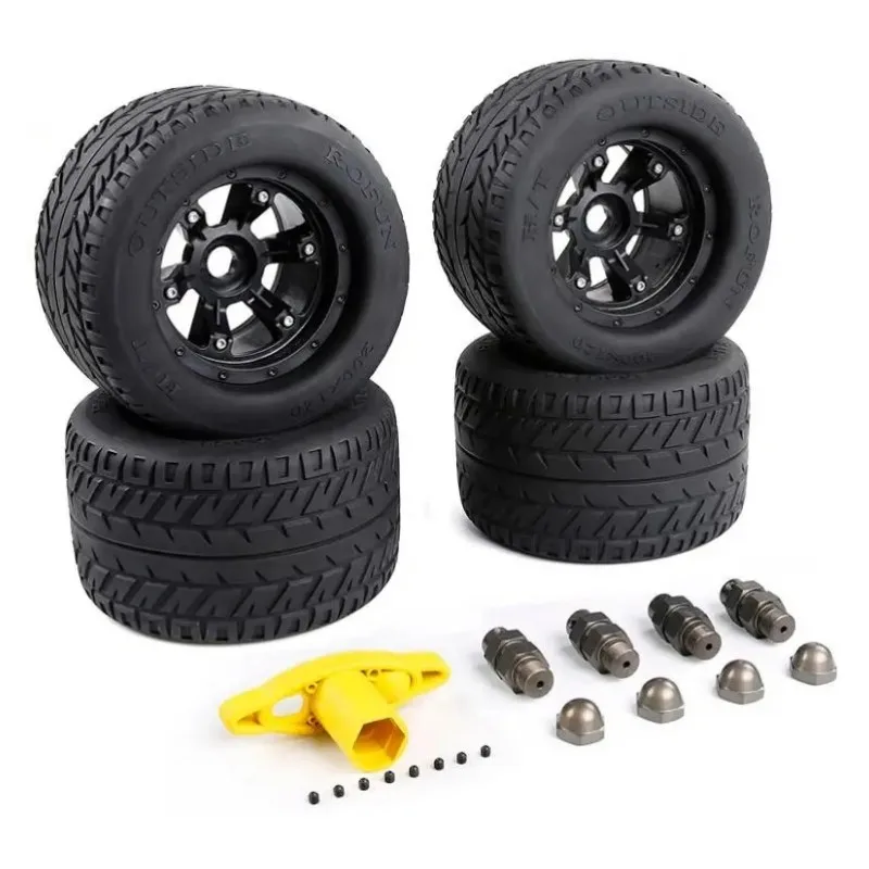 On-Road Tyre Wide Wheel Waterproof Wear Resistant Tire with Nut 24mm Adapter for 1/5 HPI Baja BM FG Monster Truck 220*105mm