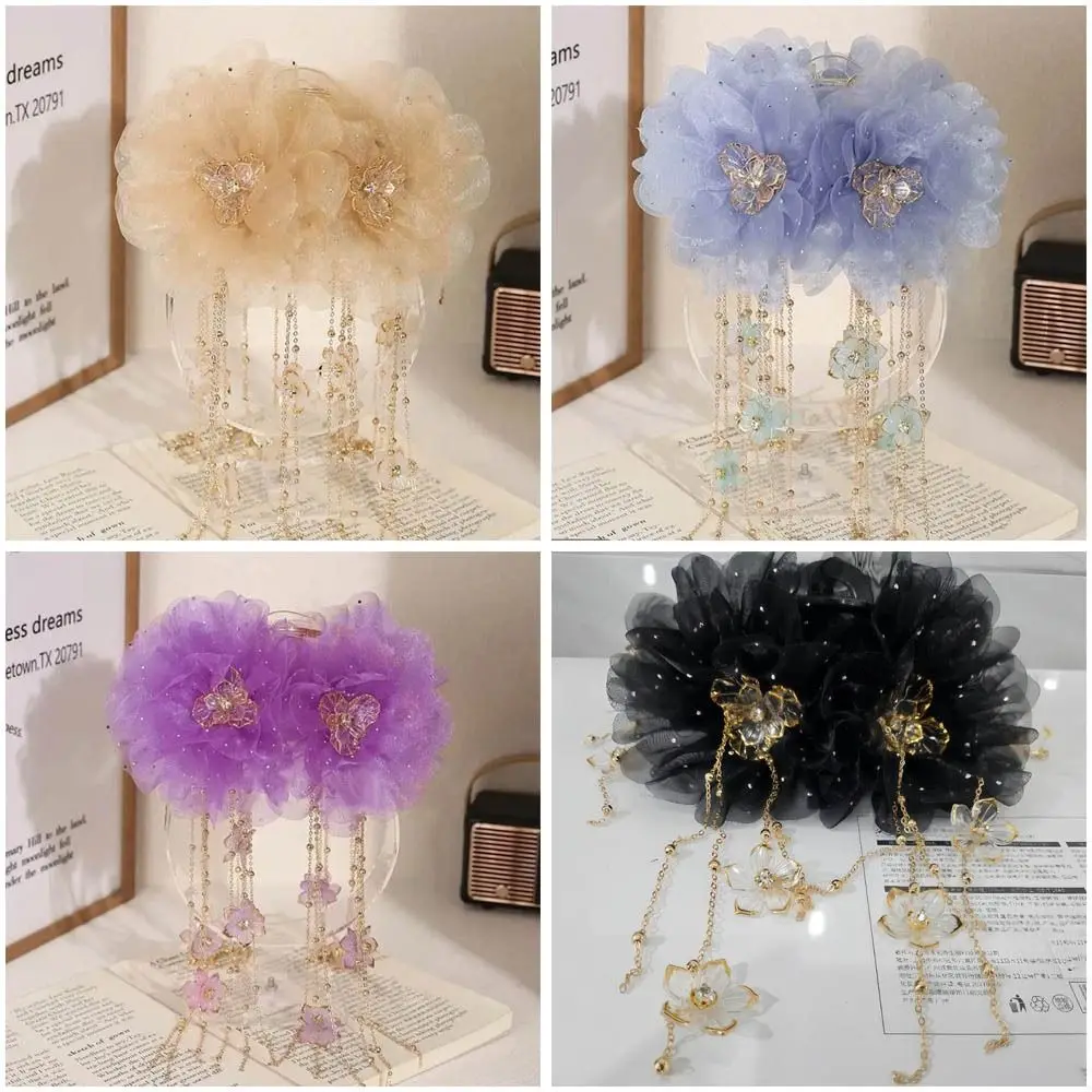 Elegant Lotus Flower Flower Hair Clip Mesh Material Tassels Hair Claw Sequins Plastic Bow Hair Grips Wedding Party