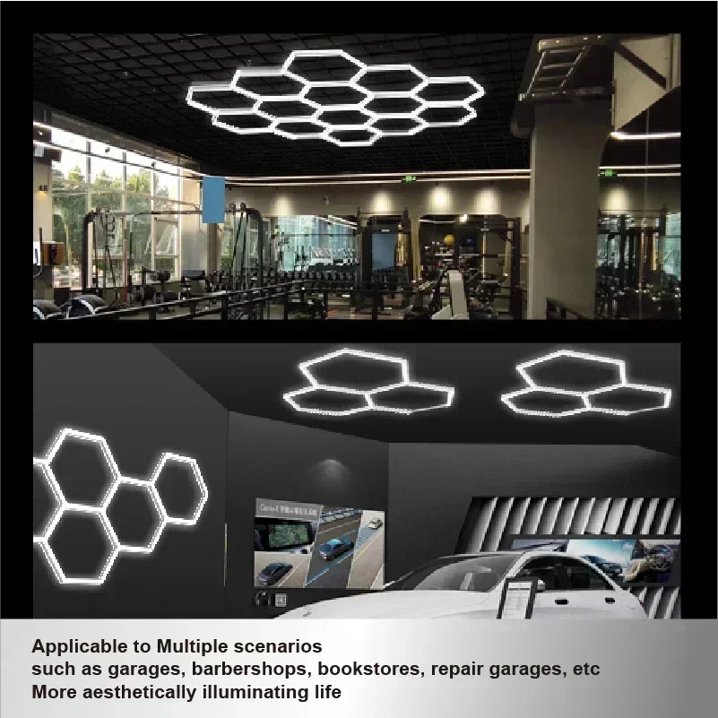 Accept DlY| hexagon led honeycomb light garage lamps 110V-240V Led Tube Ceiling Lighting For Auto Car Body Repair Led Workshop