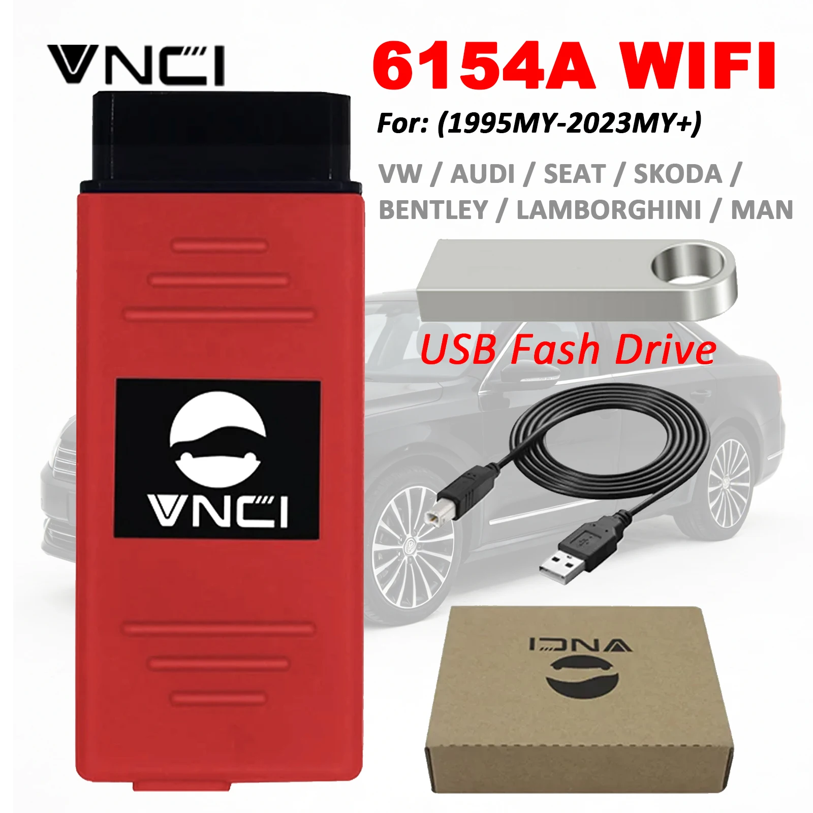 

Адаптер VNCI 6154A WIFI для обновления прошивки VAG, поддержка CAN FD, DoIP, диагностический сканер OBD2 для VW/Audi/Skoda/Seat 1995-2024 гг.