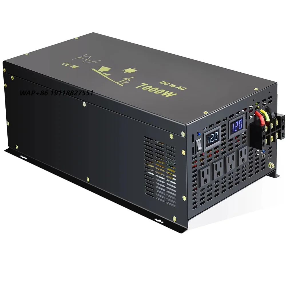 

WZRELB 12V DC to 120V 110V AC 7000W Single Output Pure Sine Wave Solar Power Inverter for Home & RV/Truck