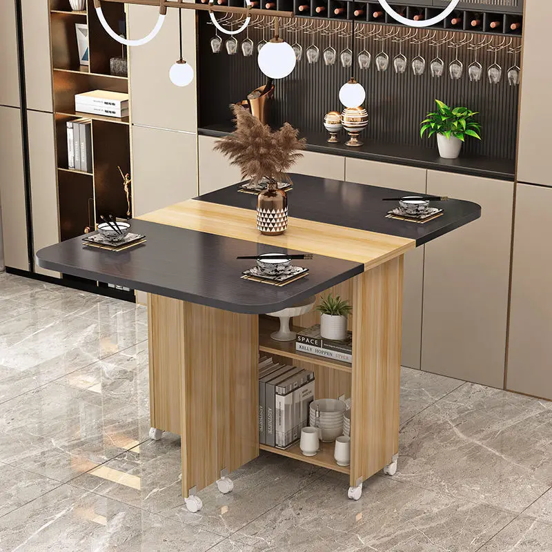 Folding dining table, household small apartment, rectangular, simple small table