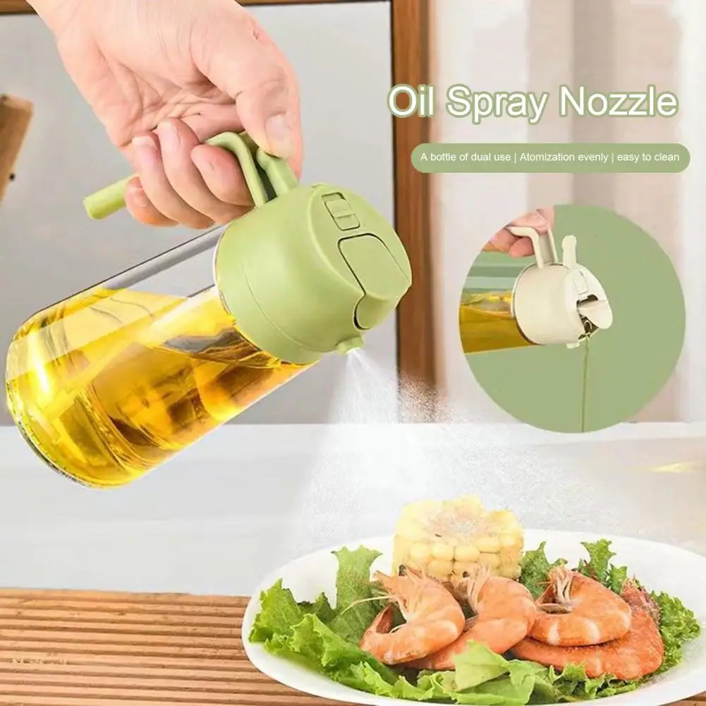 470ml Glass Oil Spray Bottle 2-in-1 Olive Oil Dispenser With Enhanced Spout Brush Funnel Label Kitchen Tool For Air Fryer BBQ