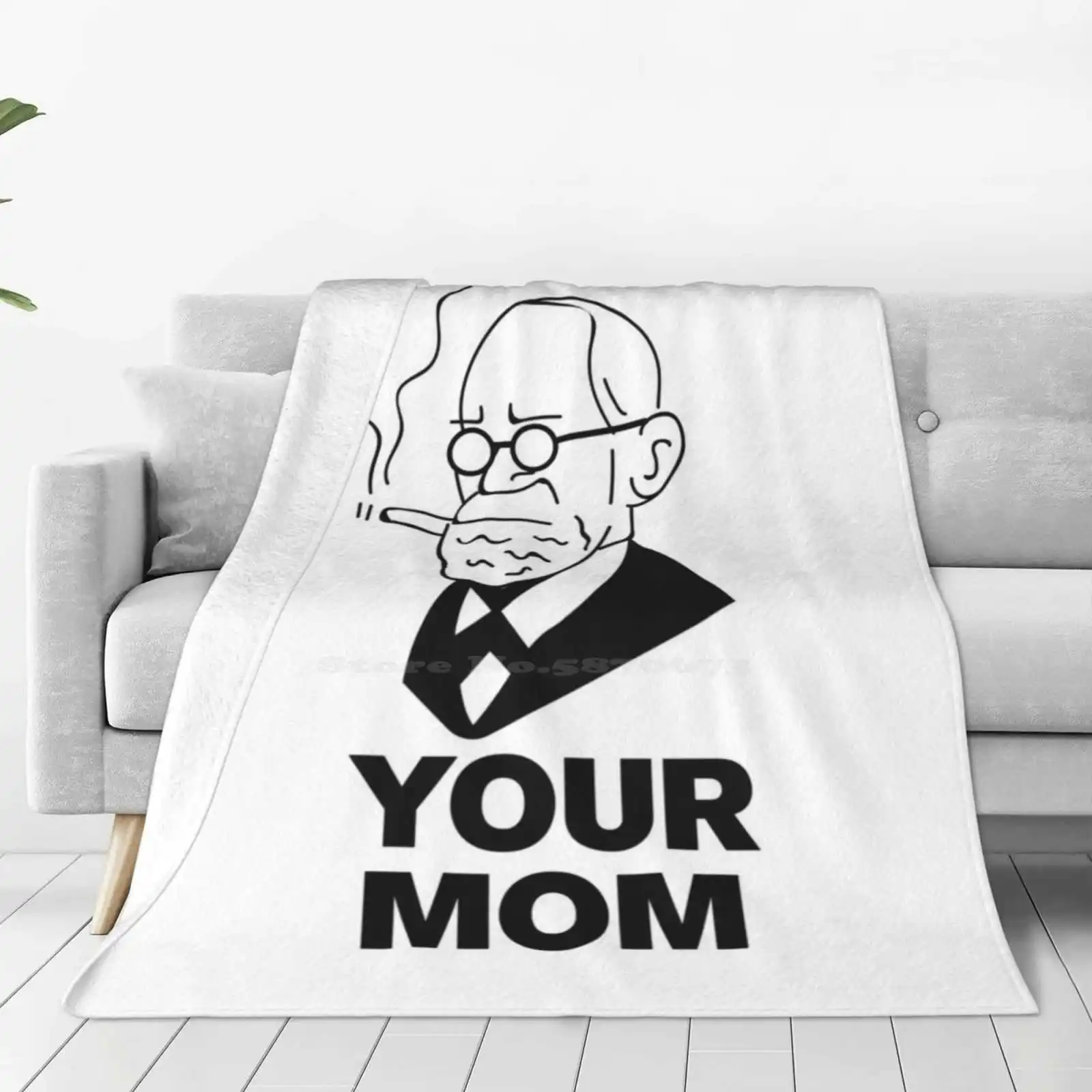 Sf Hot Sale Printing High Qiality Warm Flannel Blanket Your Mom Meme Sigmund Freud Black And White Pop Art Psychiatry Reyrey