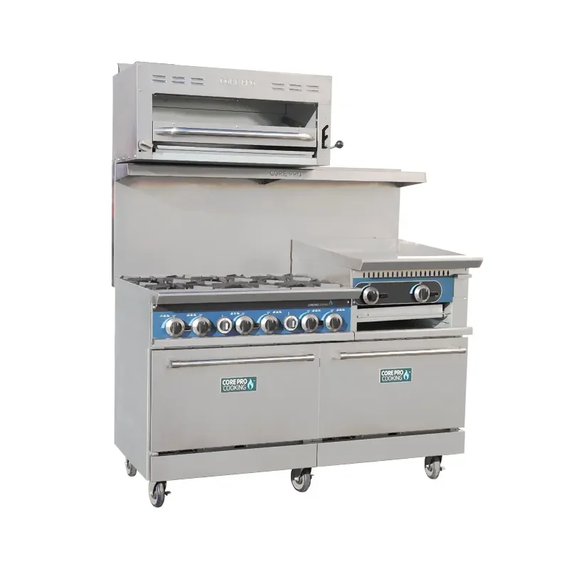 ETL Commercial Standing 6 Burner Gas Stove With Grill Griddle Industrial Gas Stove With Oven With Salamanda Cooking Machines - view 3