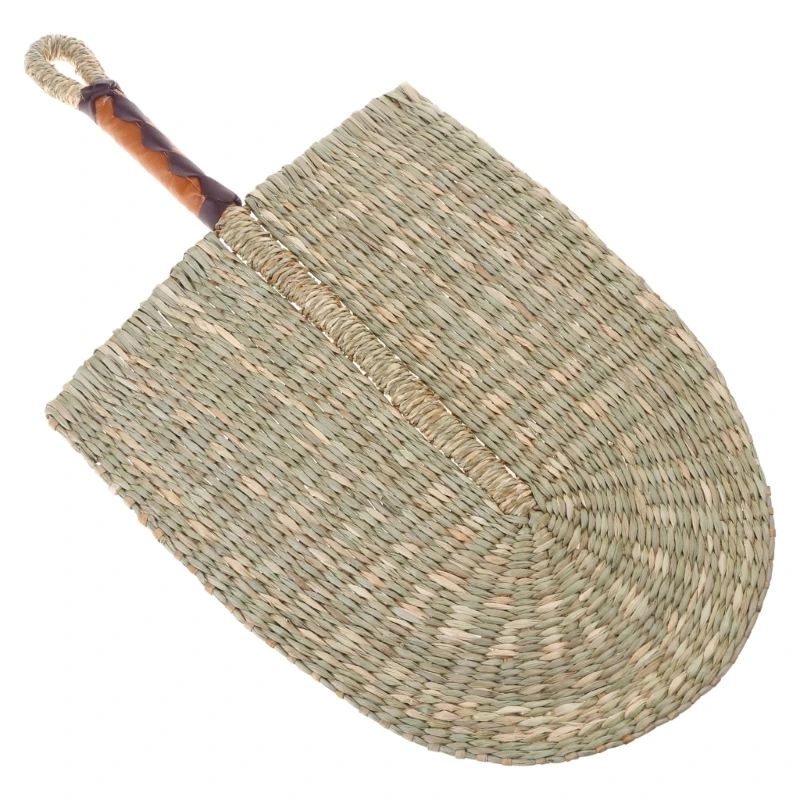 Elegant Handwoven Straw Fan Manual Paddle Fan for Wall Art Decorative Accessory Hand-Woven Boho Handheld Fan