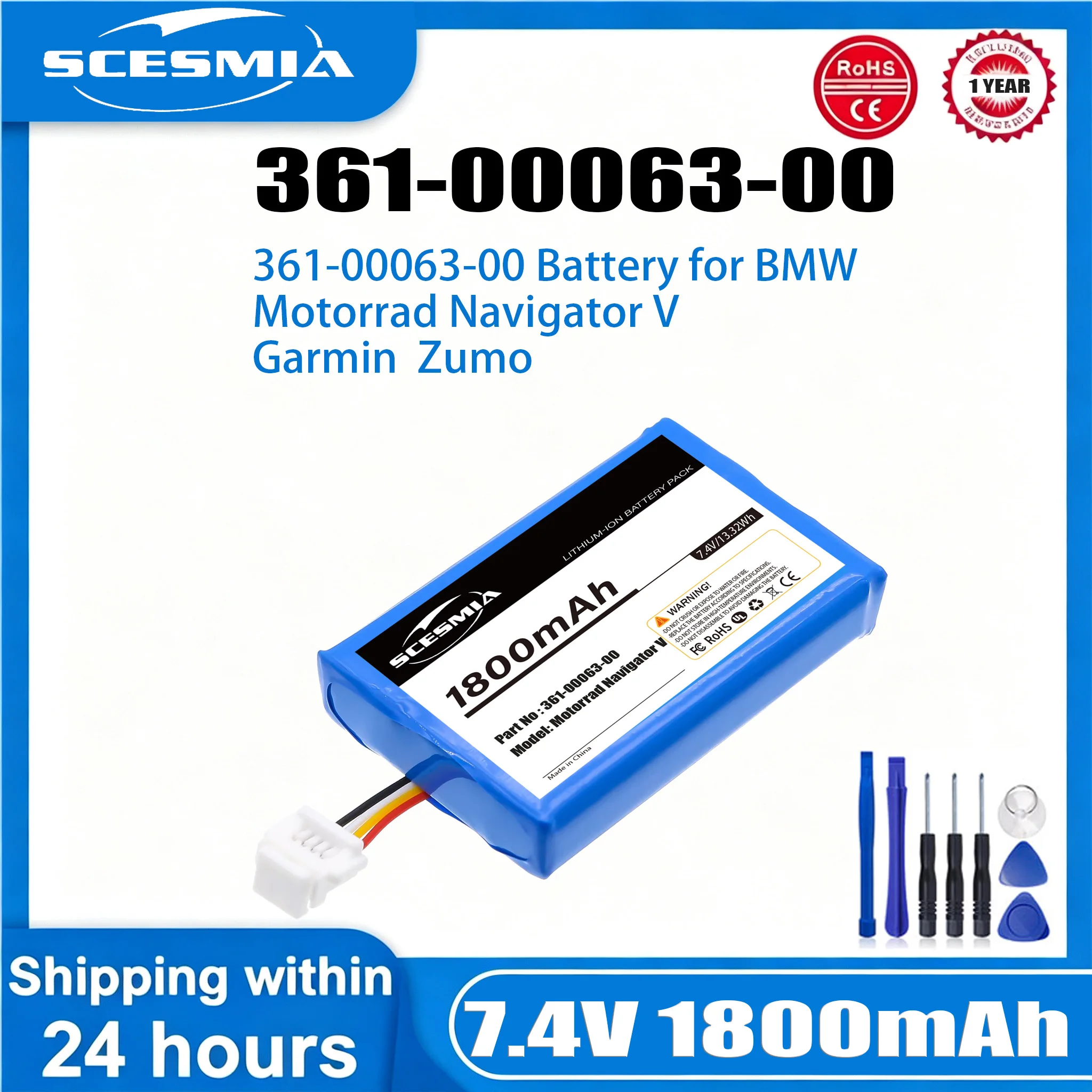 GPS Navigator 1800mAh/13.32Wh Battery 361-00063-00,361-00063-04 For Garmin Zumo BMW Motorrad Navigator V VI 6 Endurance