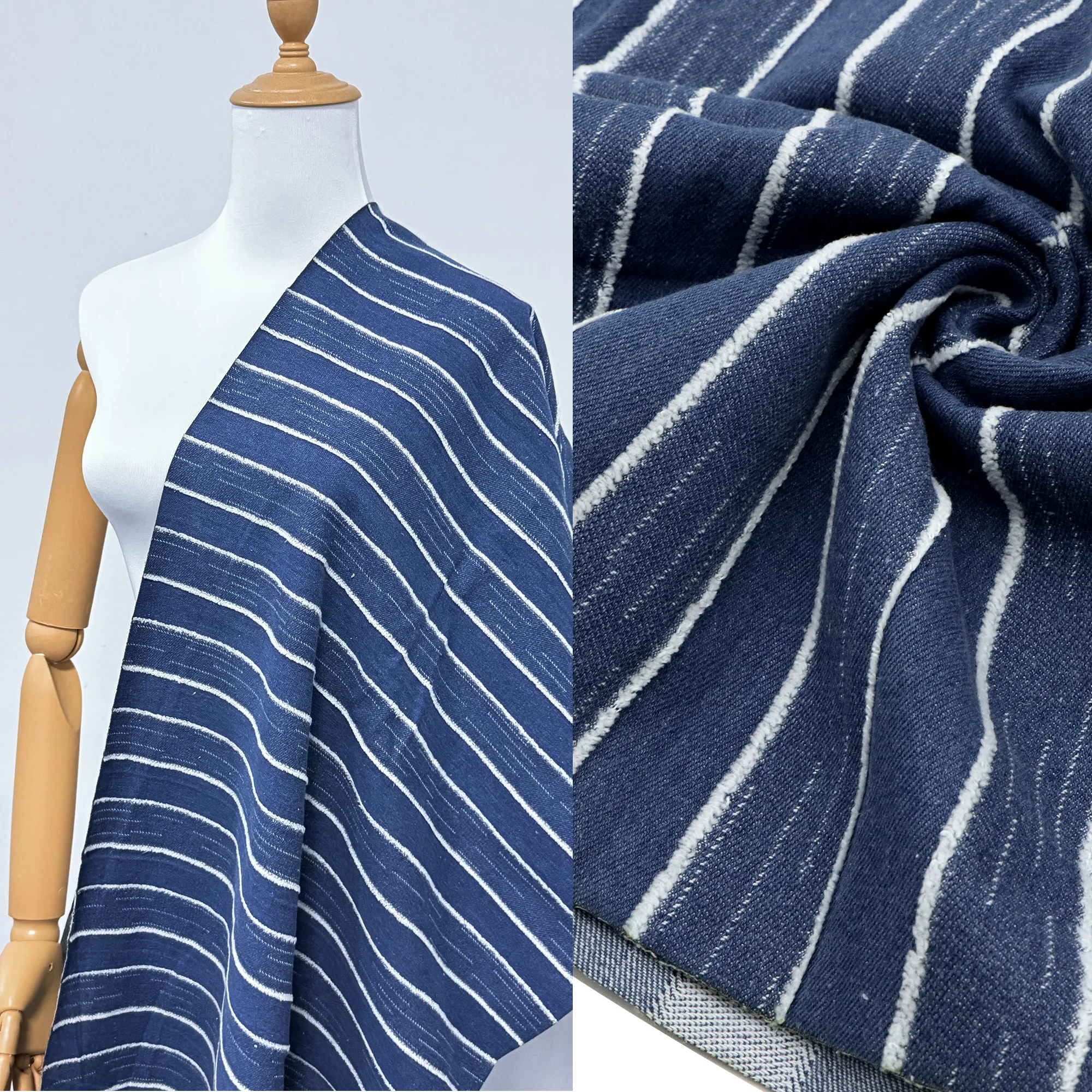

Предварительно вырезанная джинсовая ткань 50*170 см, стриженная резная полосатая джинсовая ткань, новый узор, жаккардовая джинсовая ткань в клетку