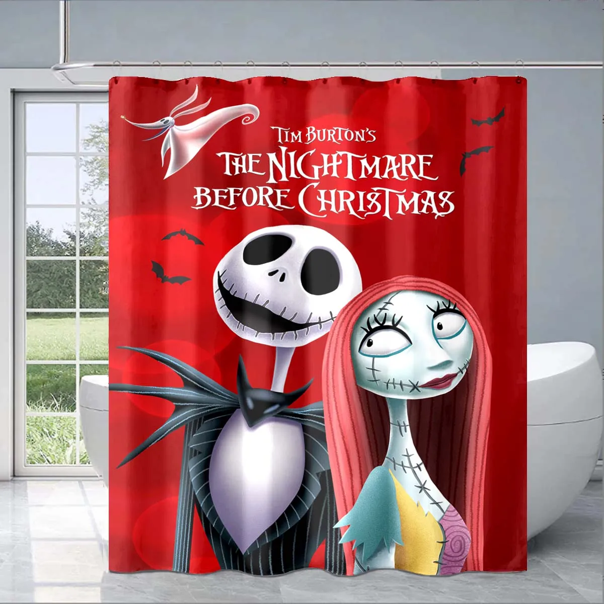 The Nightmare Before Christmas Cartoon Shower Curtain 3D Printing Waterproof Bathroom Decoration Curtain Exquisite Family Gifts