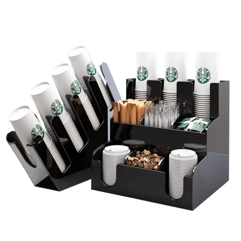 

Placement rack acrylic cafe milk tea shop cup lid straw storage rack packing cup holder
