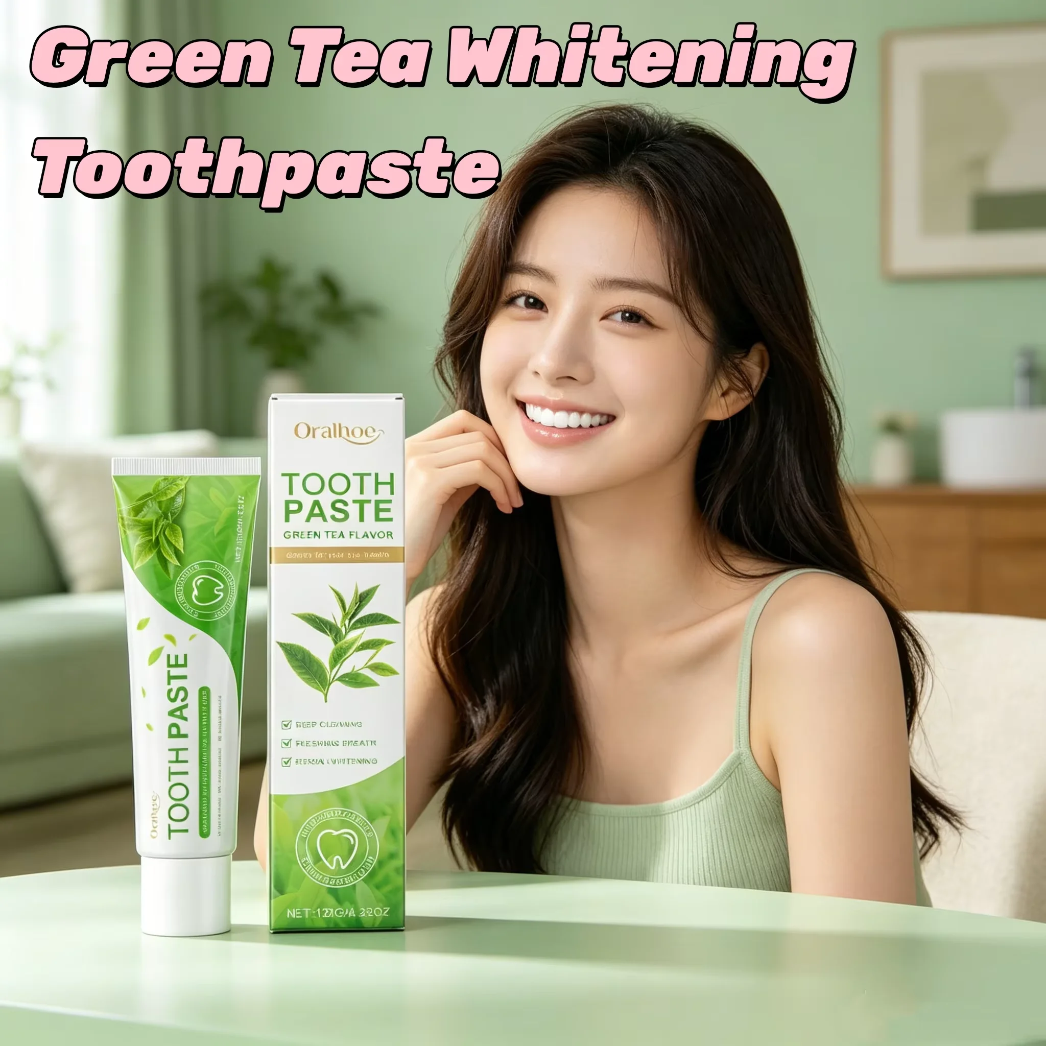 Herbal Green Whiten Toothpaste Brighten Yellow Teeth Anti Plaque Bad Breath Removal Gentle Clean Oral Hygiene Tooth Care Product