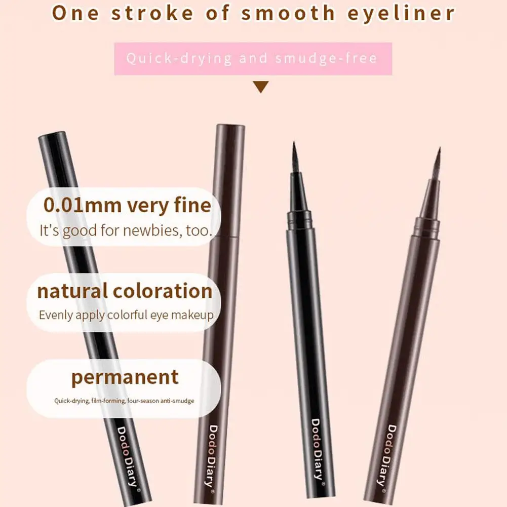 Eyeliner Zwarte Vloeibare Eyeliner Pen Waterdichte Snelle Make-Up Oog Geen Potlood Vegen Eyeliner Potlood Spons Droge Kop Voering Q8s5