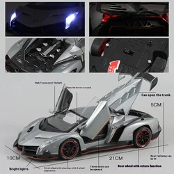 1:24 Lamborghini Poison Veneno Car Alloy Car Diecast Metal Model Sound Light Pull Back Toy Collect Gift Box Ornaments Kids Toys