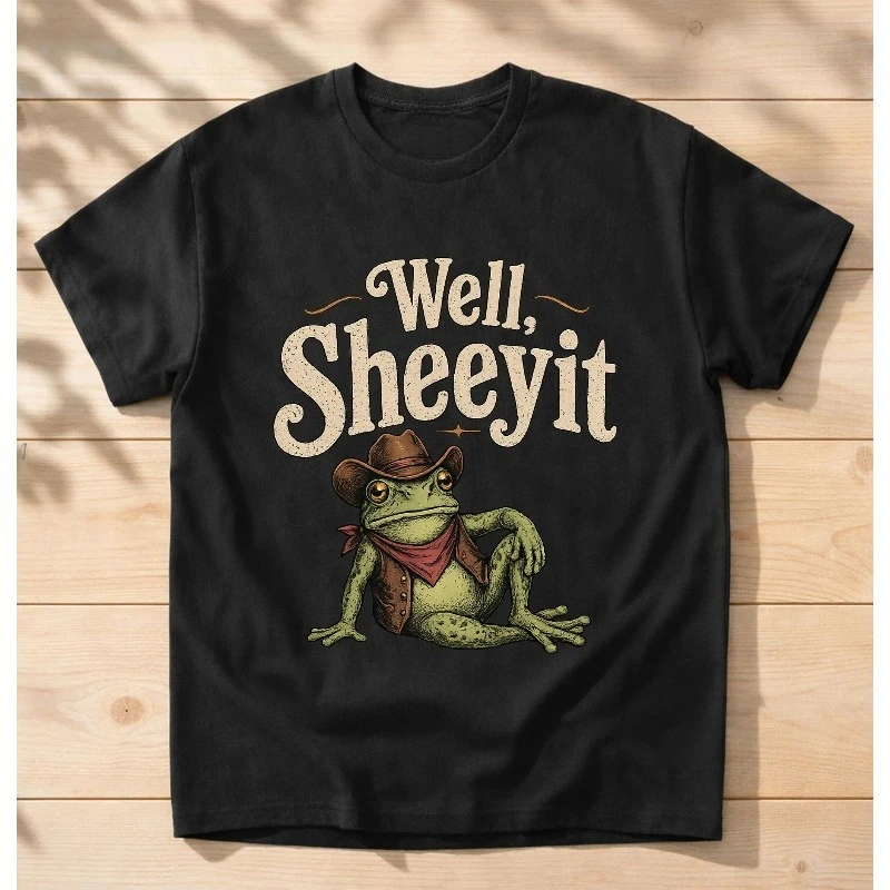 Funny Country Humor T-shirt, Western Frog Meme Gift, Southern Toad Graphic Tee Four season popular unisex cotton T-shirt