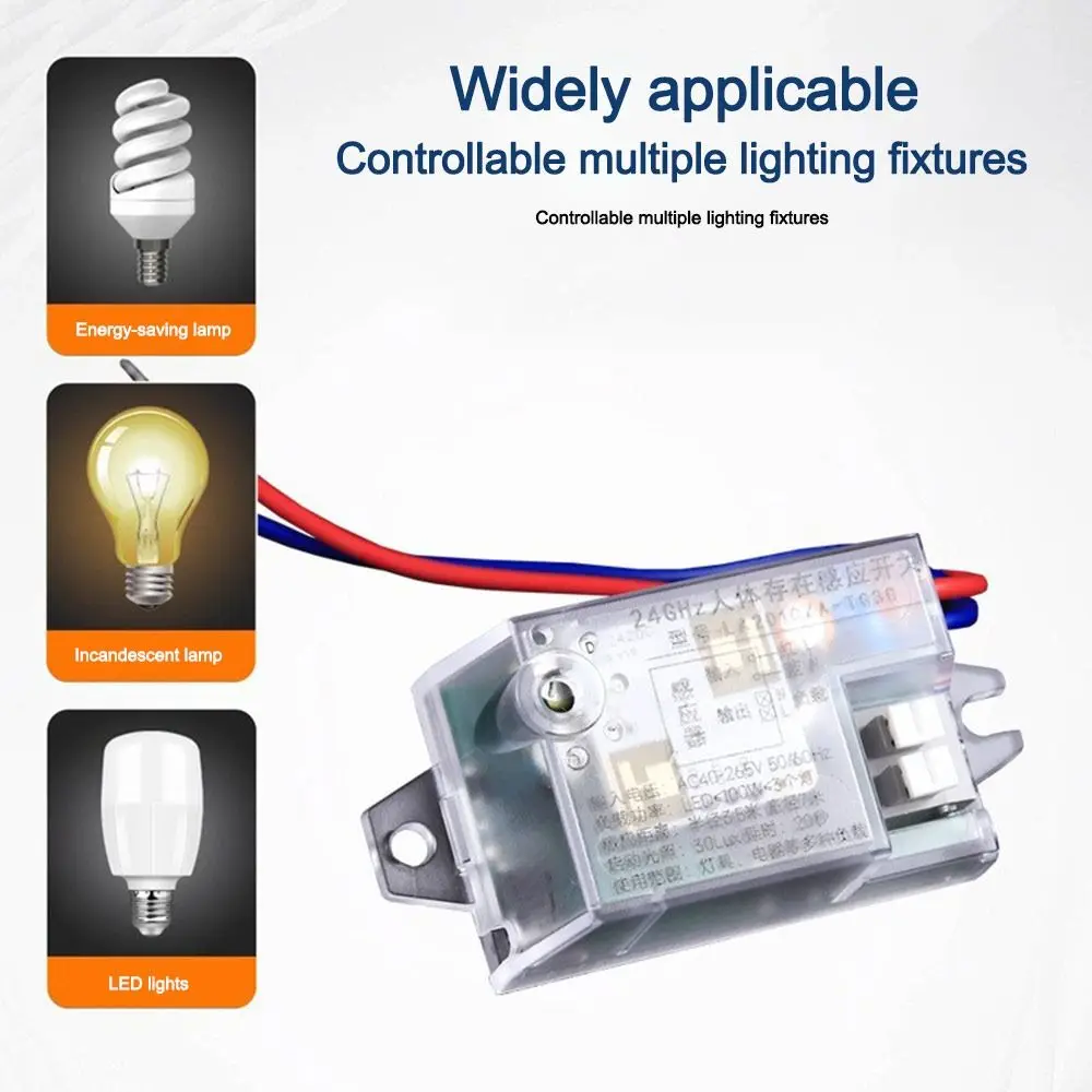 Light Sensitive Radar Presence Sensor Switch Auto On Off Energy Saving Motion Detection Module Transparent Shell Lamp Sensor