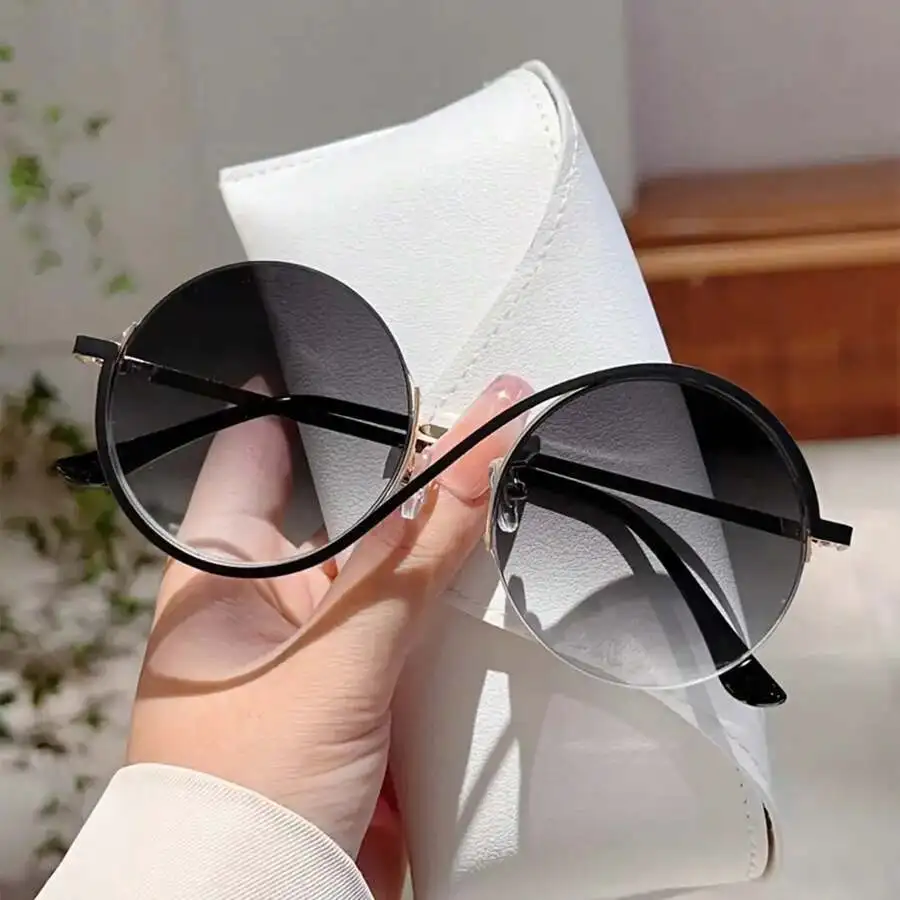 1 Pair Of Women's Oversized Round Frame Glasses - Full Metal Hinge Simple Round Glasses, Lightweight Daily Street/Formal