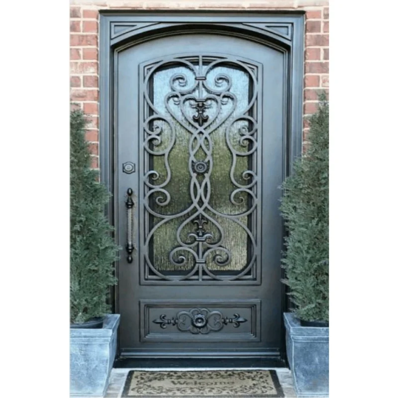 

Customization Cheap Price High Quality Wrought Iron Modern Double Exterior Entrance Doors Front Door