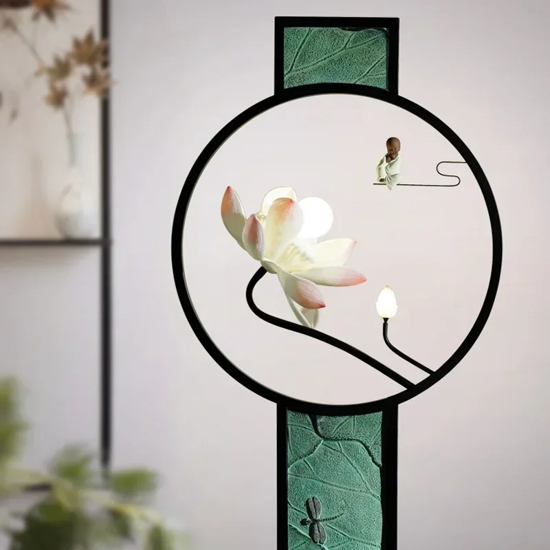 

Напольный светильник TAO Lotus для гостиной, кабинета, чайной комнаты, вертикальный, классический, в стиле дзен, с индивидуальным дизайном