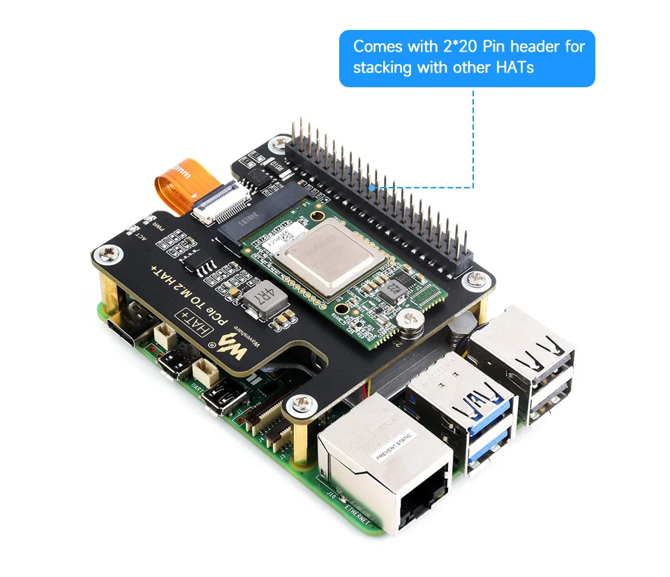 Hailo-8 M.2 AI Accelerator Module, 26TOPS Hailo-8 AI Processor Optional For PCIe To M.2 Adapter Board, For Raspberry Pi 5