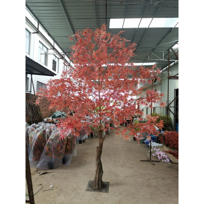 custom.large Simulation Of 4 Holding The Column Of Red  artificial maple tree