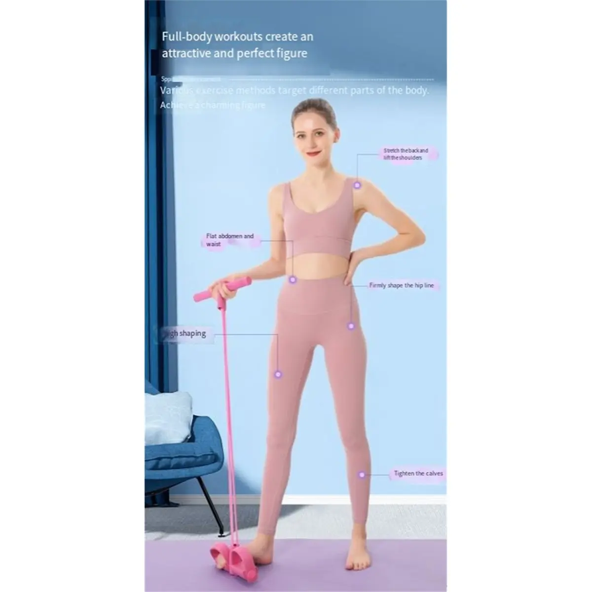 Doings 14pcs Yoga Pilates Equipment Kit for Home Workout, Pilates Ring Set, Compact Toning Fitness Essentials Set Accessories