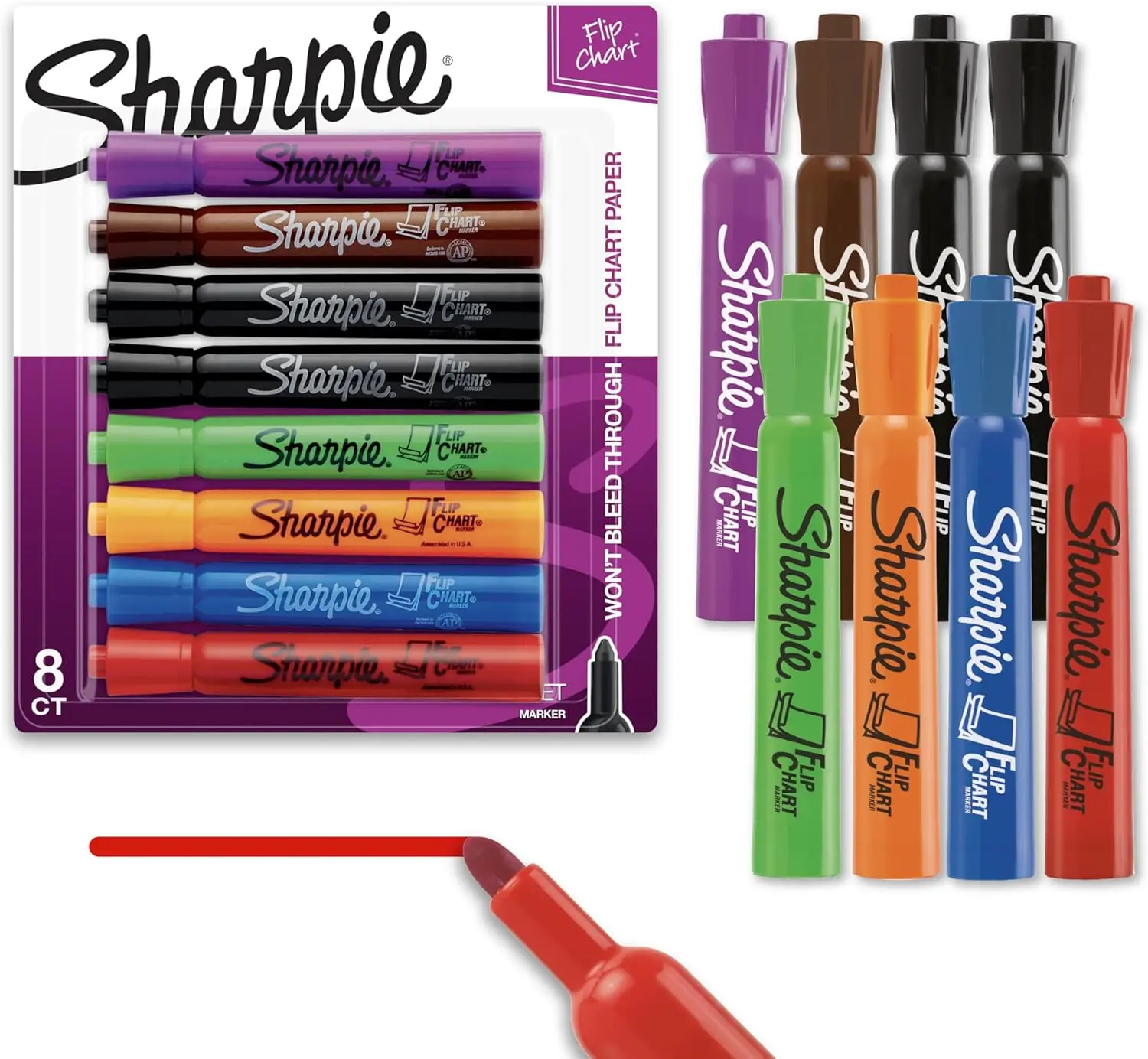 

Sharpie Flip Chart Markers, Bullet Tip, Assorted Colors, Low-Odor, 8 Count for Office Presentations and Teacher Supplies