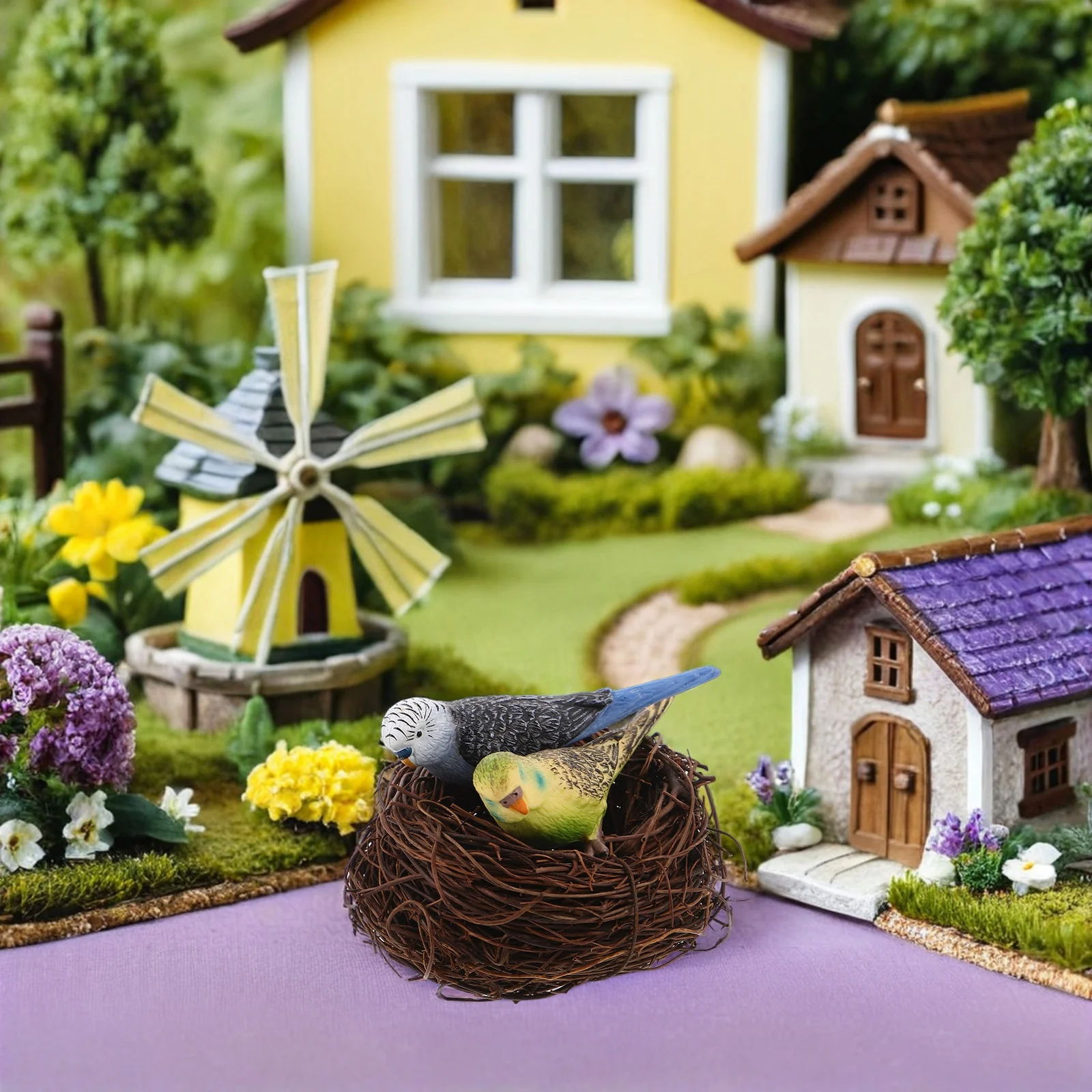 

1Set Fake Bird Nest with Eggs for Garden Decor Outdoor Landscaping Birdhouse Ornament Small Faux Nest Set for Patio Balcony Mini