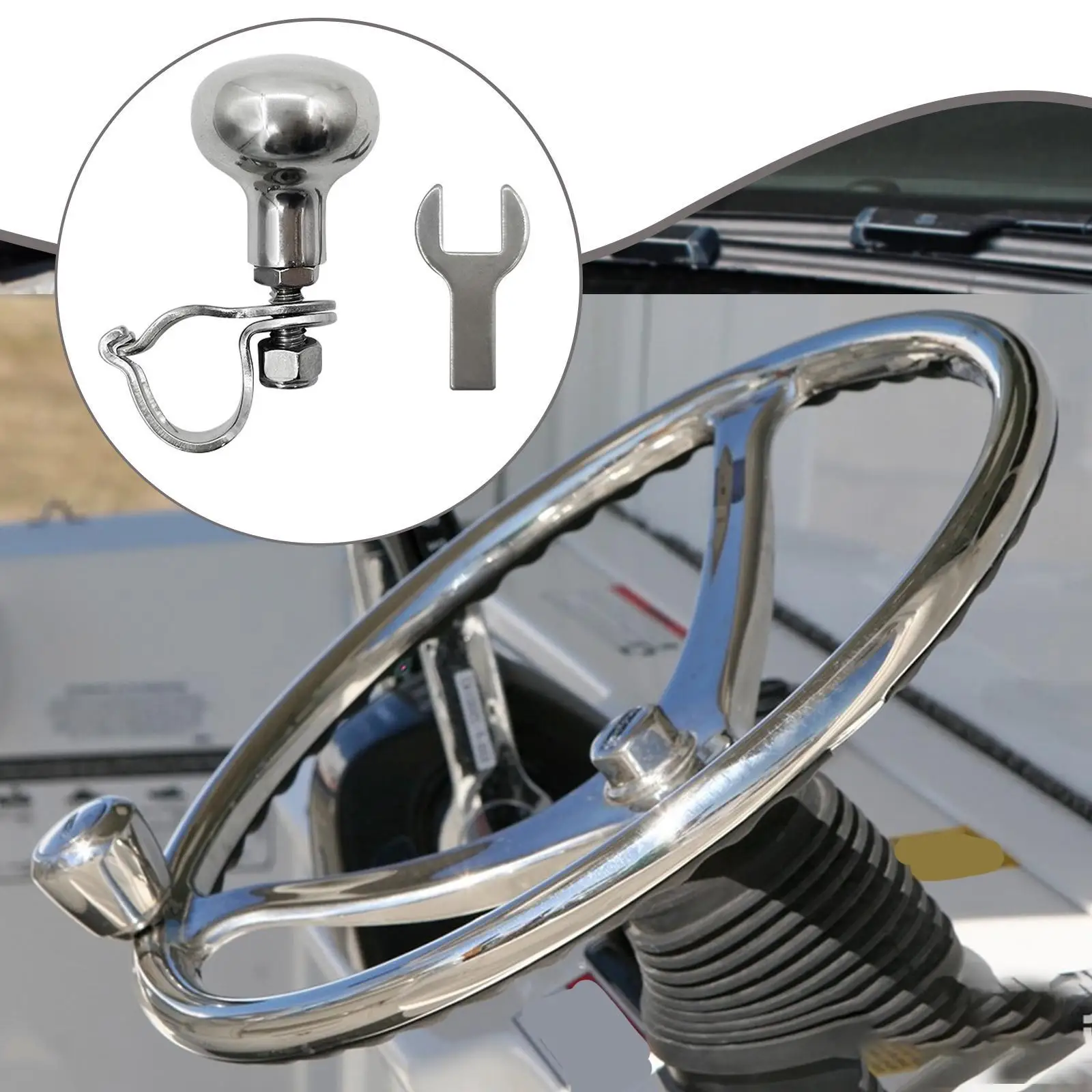 

Аксессуар для ручки с электроприводом, простая установка, замена руля из нержавеющей стали для лодки, вращающаяся ручка для ремонта автомобиля