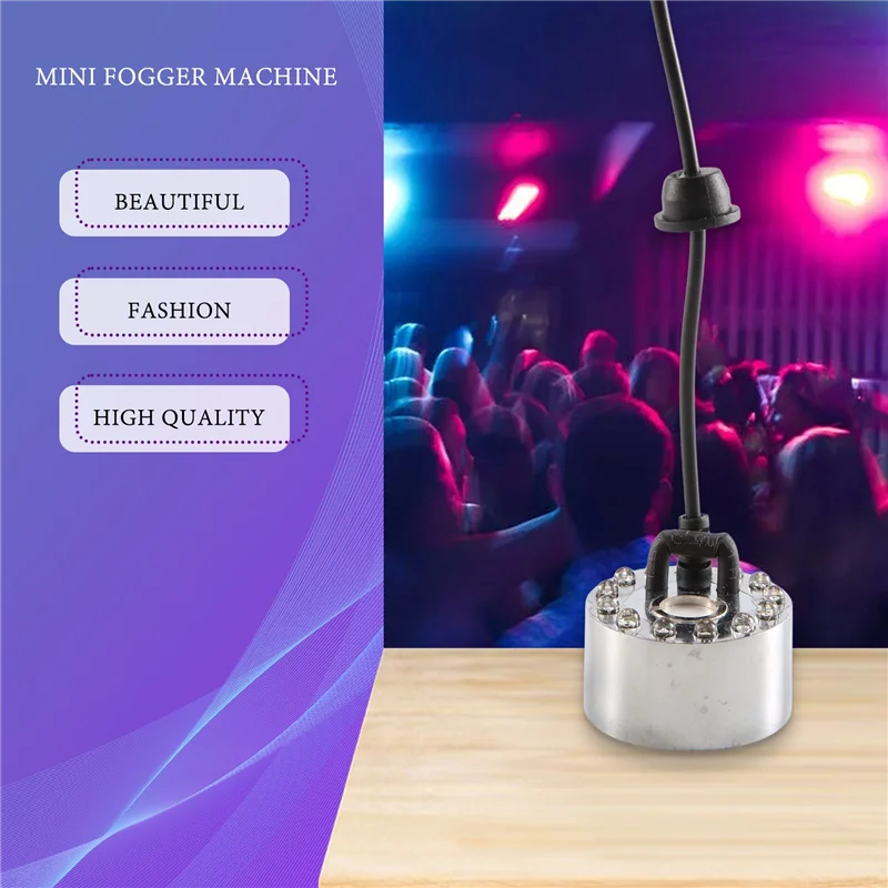 Mini Mist Maker, 12-LED Mister Fogger Fontanna wodna Staw Maszyna do mgły Atomizer Nawilżacz powietrza na Halloween, Boże Narodzenie