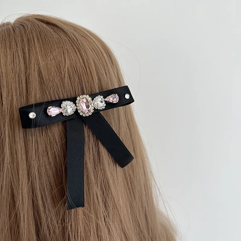 Rhinestone Super Flash Bow Barrettes Female Side Clip Hairpin Temperamental Bangs Clip Headdress Girls\' Hair Accessories