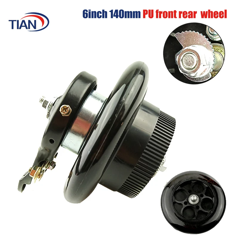 Neumático de PU para patinete eléctrico, rueda delantera o trasera sólida de poliuretano de 6 pulgadas y 140mm, adecuada para patinete eléctrico pequeño, coche de bebé