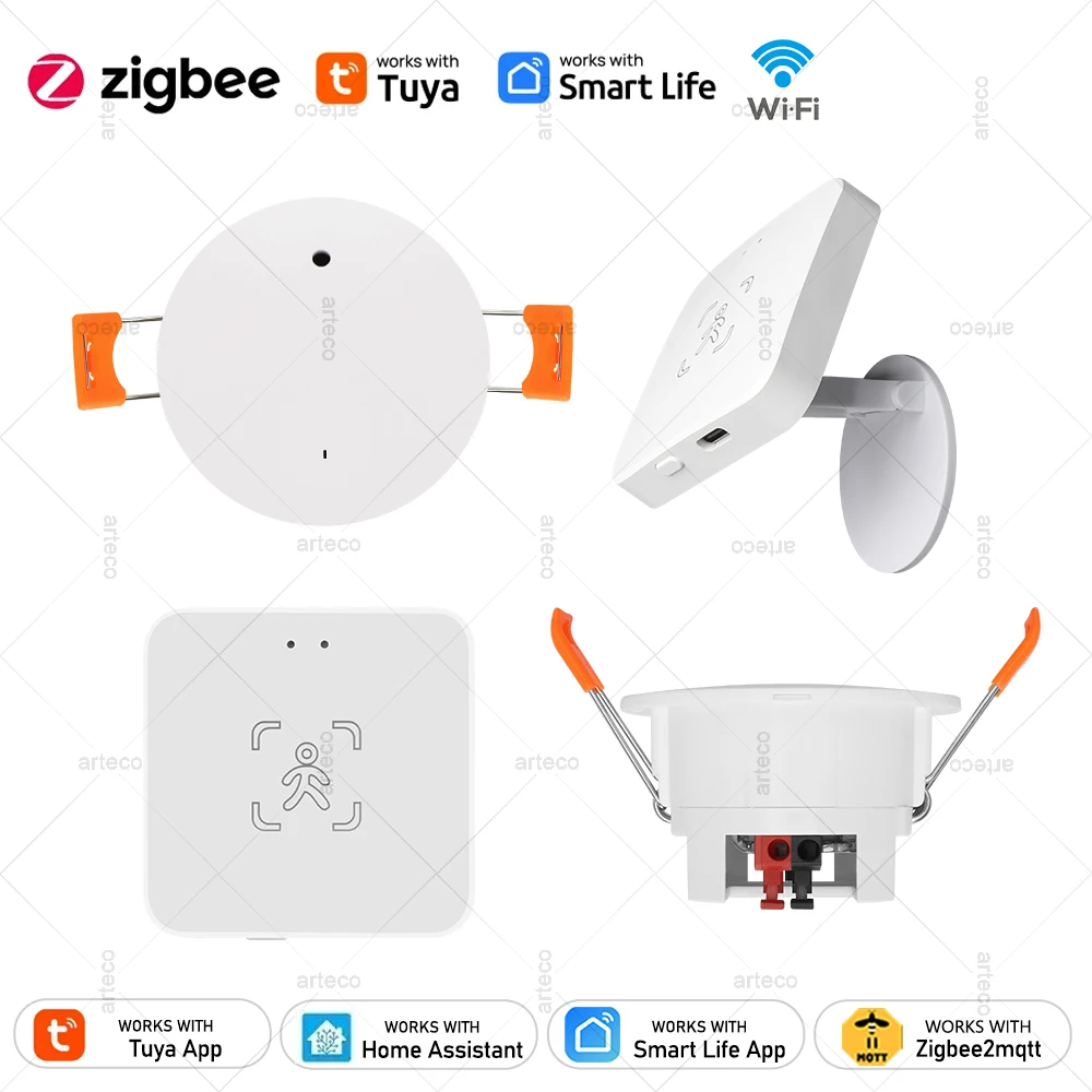 Tuya WiFi/Zigbee Human Presence เครื่องตรวจจับสมาร์ท Human Body PIR Sensor MmWave เรดาร์ไมโครเวฟ Motion Sensor ความสว่างตรวจจับ