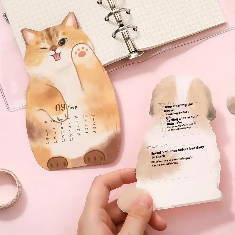 2026 لطيف القط الكلب سلسلة أجندة مكتبية /رزنامة مكتبية الجدول مخطط جدول الأعمال السنوي المنظم مذكرة ملاحظات للمنزل مكتب المدرسة الجدول اليومي