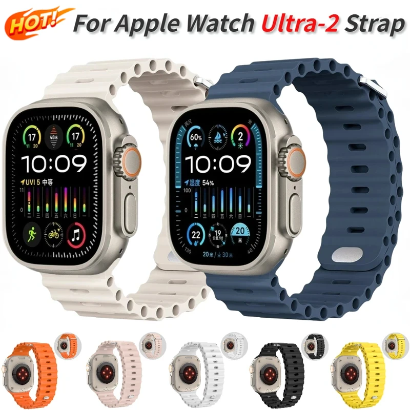 

Ocean Strap for Apple Watch Ultra 2 Band 49mm Series 45mm 41mm 46mm 42mm 44mm 40mm Silicone Watchbands iWatch 10 9 8 7 6 5 3 SE2