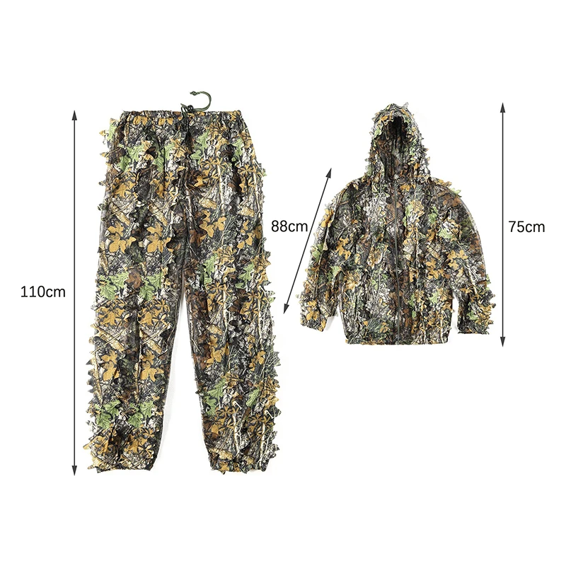 Imagem -06 - Ghillie de Fibra Sintética para Homens e Mulheres Roupas de Camuflagem Folhas de Treinamento Terno de Caça Jaqueta Quente ao ar Livre