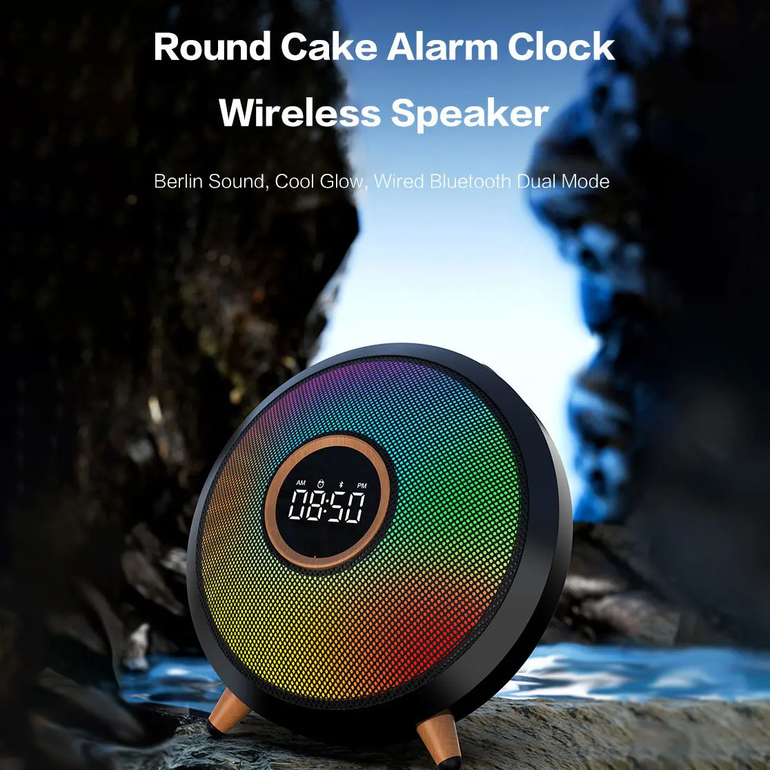 Bluetooth Speaker Portable Subwoofer Alarm Clock Outdoor Home Mini Stereo HIFI Soundbox BT USB Disk TF Card Aux 4 Playback Modes