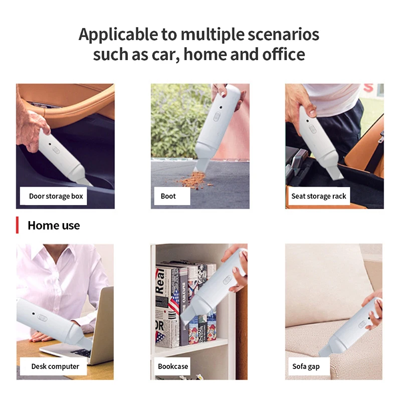 Wireless Car Vacuum 1000PA Cordless Handheld Car Vacuum Cleaner Household Car Dual-use Mini Car Vacuum Cleaner Rechargeable