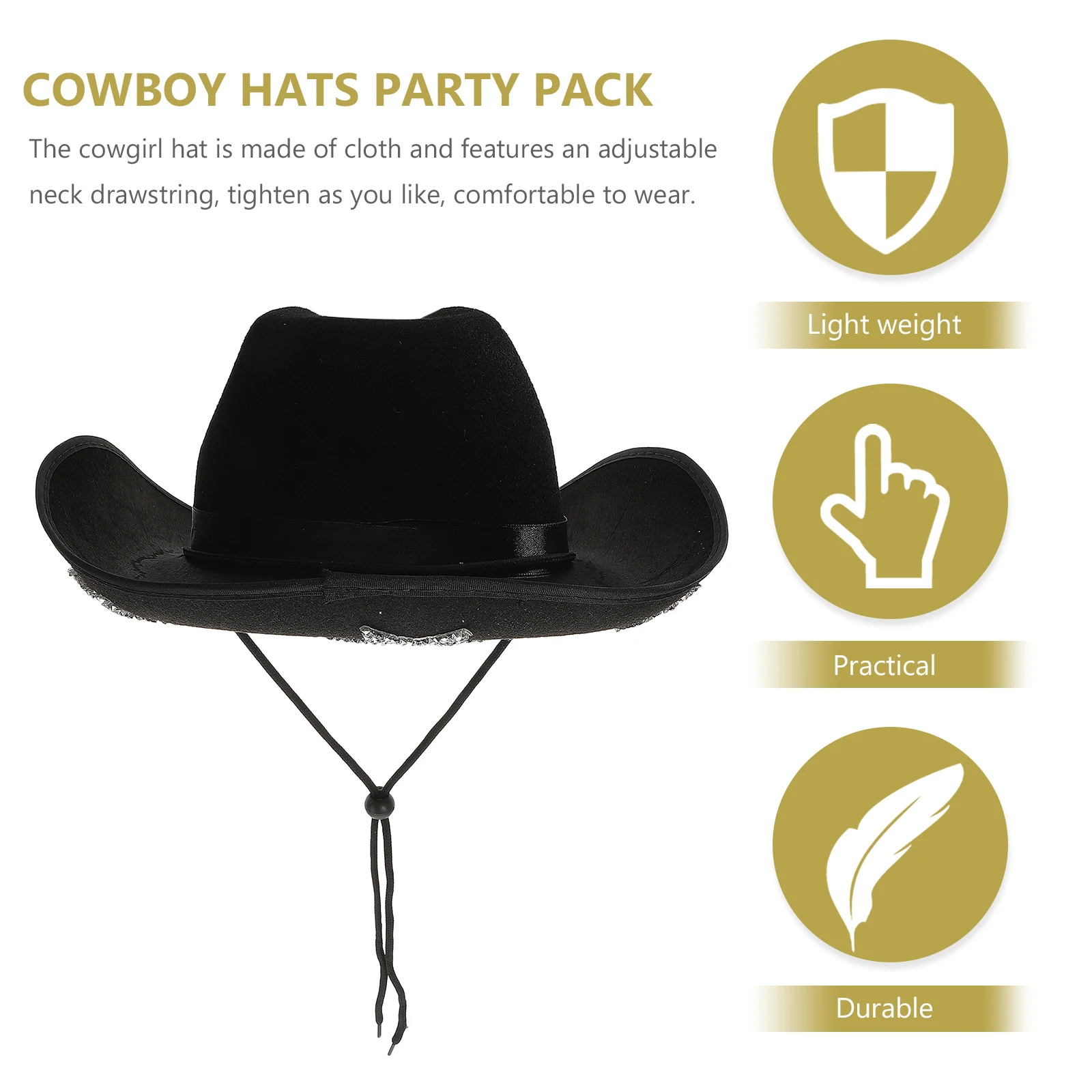 

Cowboy Hat Sparkly Pentagram Fedora Straw Hat Party Adults Sun Size Fits Most