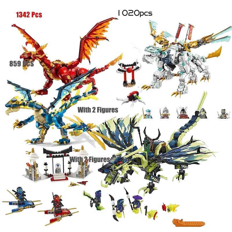 

Mighty Source Dragon of Motion Mechdragon Building blocks Steel Dawn of Doom building toy temple building model Boy's gift