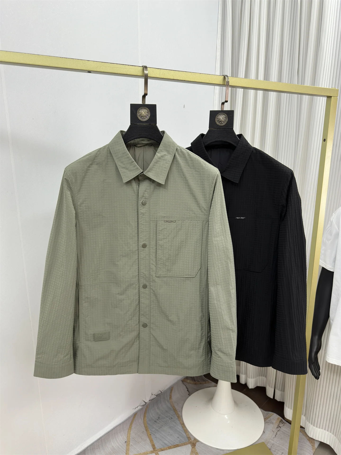 

Spring Faion Outdoor Sports Function Sle Men's Jaet Thin irt Collar Outdoor Polyester Fiber Long Sve Stand Fit