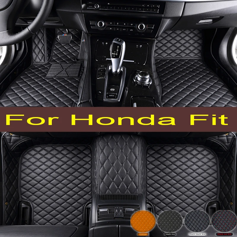 

Car Floor Mats For Honda Fit Jazz GK3 4 5 6 7 2014~2020 Carpet Mat Luxury Leather Rug Interior Parts Car trunk mat GH7 GP5 6