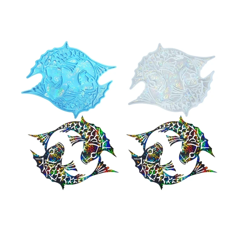 

Holographical Silicone Resin Mold Double Fish Decoration Molds Wall Hanging Crafting Mould for Craft Enthusiasts 97QE