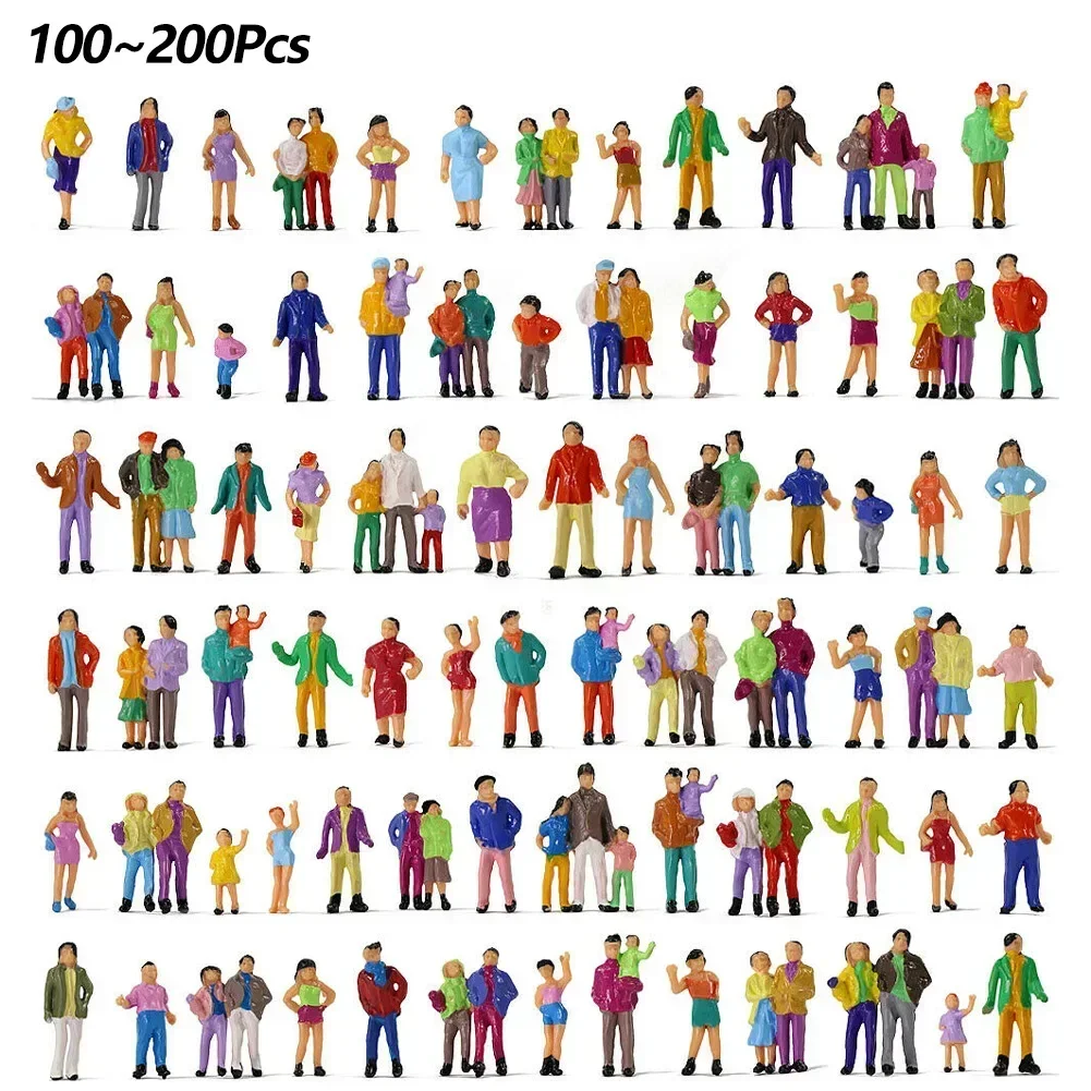 100/200pcs Evemodel Different Poses Model Trains 1:87 O Scale All Standing Painted Figures Passengers People Model Railway P4310