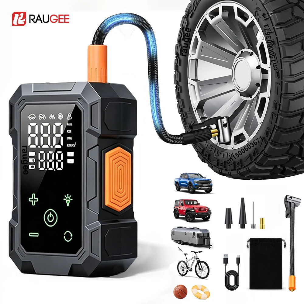 Compressor de Ar Portátil para Carro, Bomba de Ar Sem Fio 150PSI, Inflador Elétrico de Pneus com Display Digital para Carro e Moto
