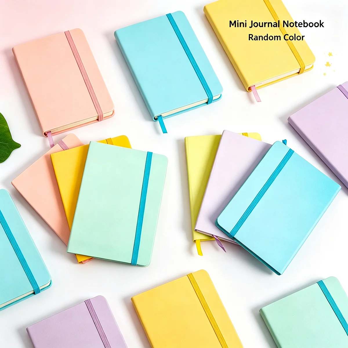 Ins Style Macaron Solid Color Hardcover Notebook, Rectangular Pocket Journal with Elastic Band & Bookmark Ribbon, Thick Paper fo